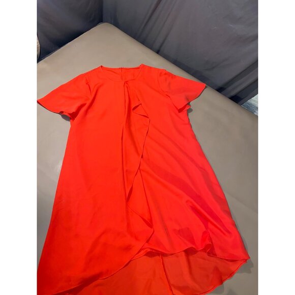 BCBGMAXAZRIA Red Draped Front Short Sleeve Dress Size Large - Picture 5 of 6